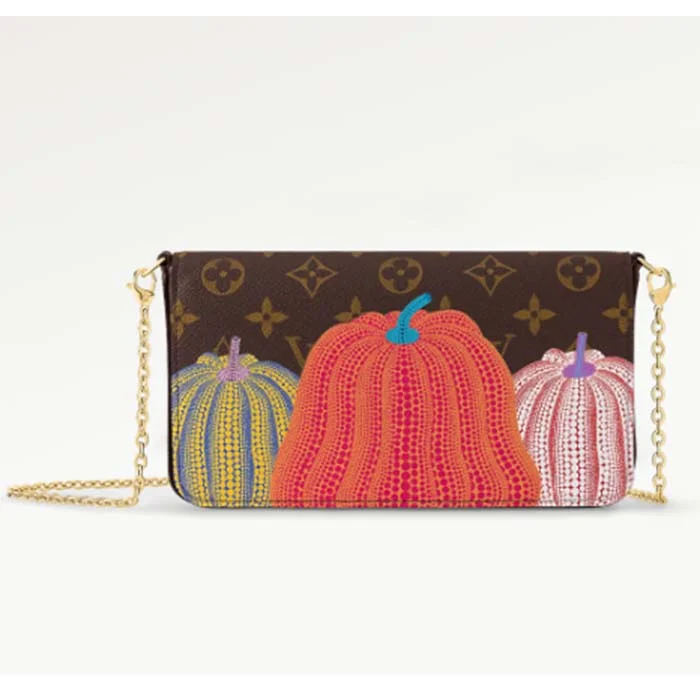 Louis Vuitton bags with a detachable mirror inside for on - the - go touch - upsLouis Vuitton Women LV x YK Félicie Pochette Monogram Coated Canvas Pumpkin Print