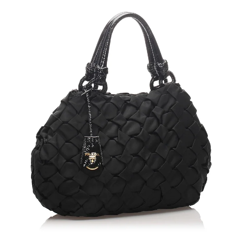 Ladies Prada Galleria bags with a textured leather surface for a more tactile lookPrada Gathered Nylon Shoulder Bag 27598