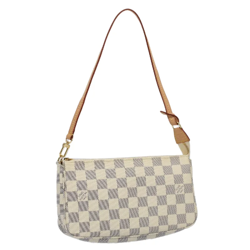 Ladies Louis Vuitton shoulder bags with a magnetic - closure flap for easeLOUIS VUITTON Damier Azur Pochette Accessoires Pouch N51986 LV Auth 55108A