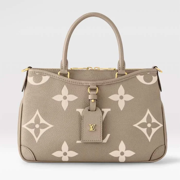 Louis Vuitton bags with a magnetic snap closure for easy accessLouis Vuitton LV Women Trianon PM Bag Beige Embossed Grained Cowhide Leather