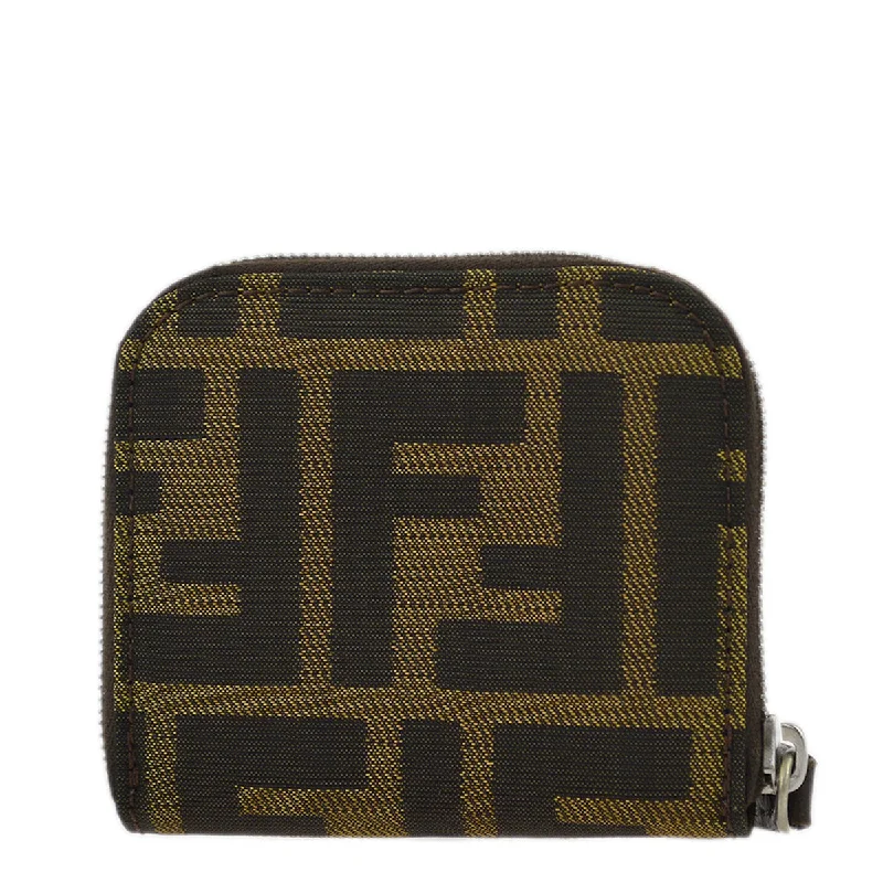 Fendi crossbody bags with a keychain holder for practicality and easy access to keysFendi Brown Zucca Coin Case Wallet