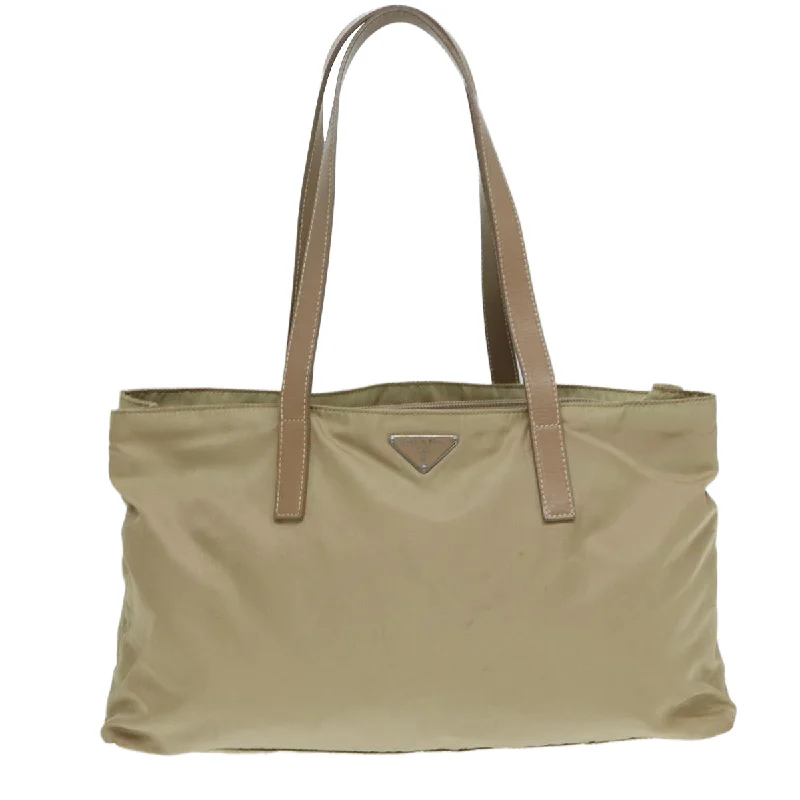 Prada tote bags with a double - handle and shoulder - strap option for easy usePRADA Tessuto Tote