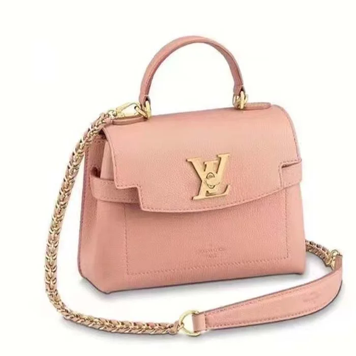 Louis Vuitton handbags with a back - zip pocket for storing valuablesLouis Vuitton LV Women Lockme Ever Mini Handbag Pink Grained Calf Leather