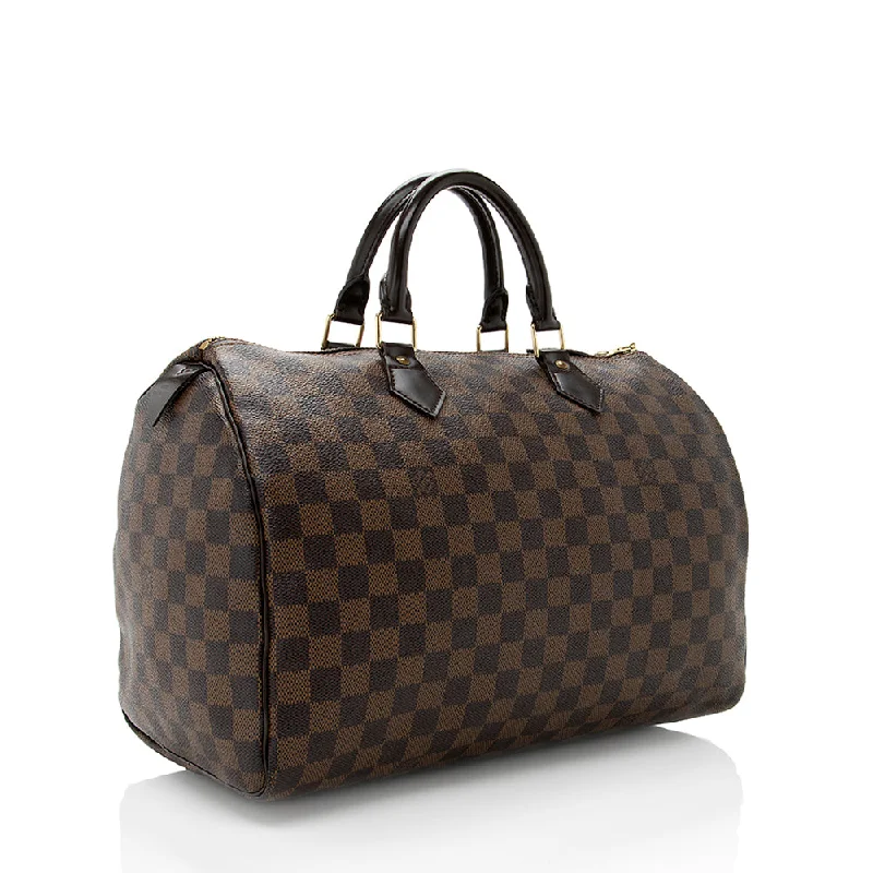 Louis Vuitton handbags with a beaded trim for a touch of glamourLouis Vuitton Damier Ebene Speedy 35 Satchel (18312)