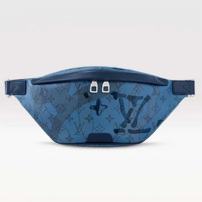 Louis Vuitton crossbody bags with a woven leather strap for textureLouis Vuitton LV Unisex Discovery Bumbag Abyss Blue Monogram Aquagarden Coated Canvas