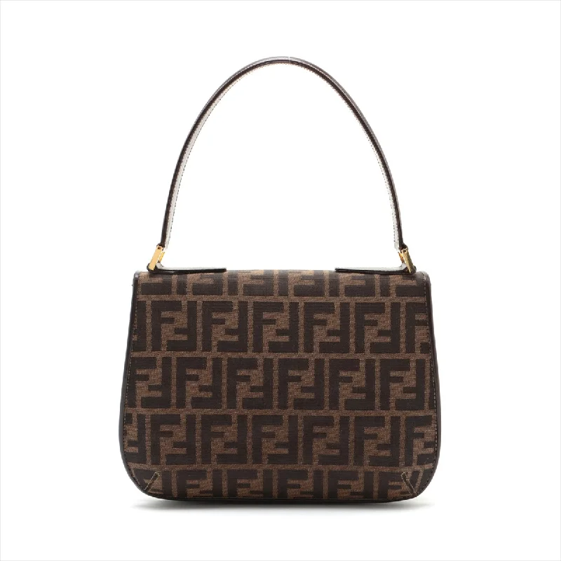 Fendi Sunshine Shopper bags with a contrast - stitched handle for a unique and stylish lookFendi Zucca Canvas  Leather One-Shoulder Bag Brown