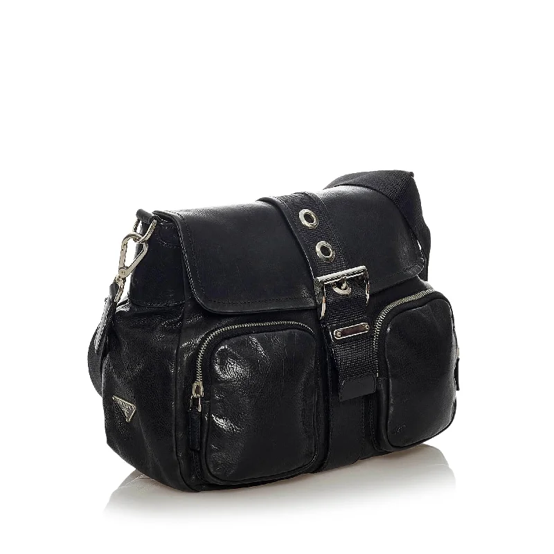 Prada handbags with a patent - leather finish for a shiny and sophisticated appearancePrada Leather Crossbody Bag 33850