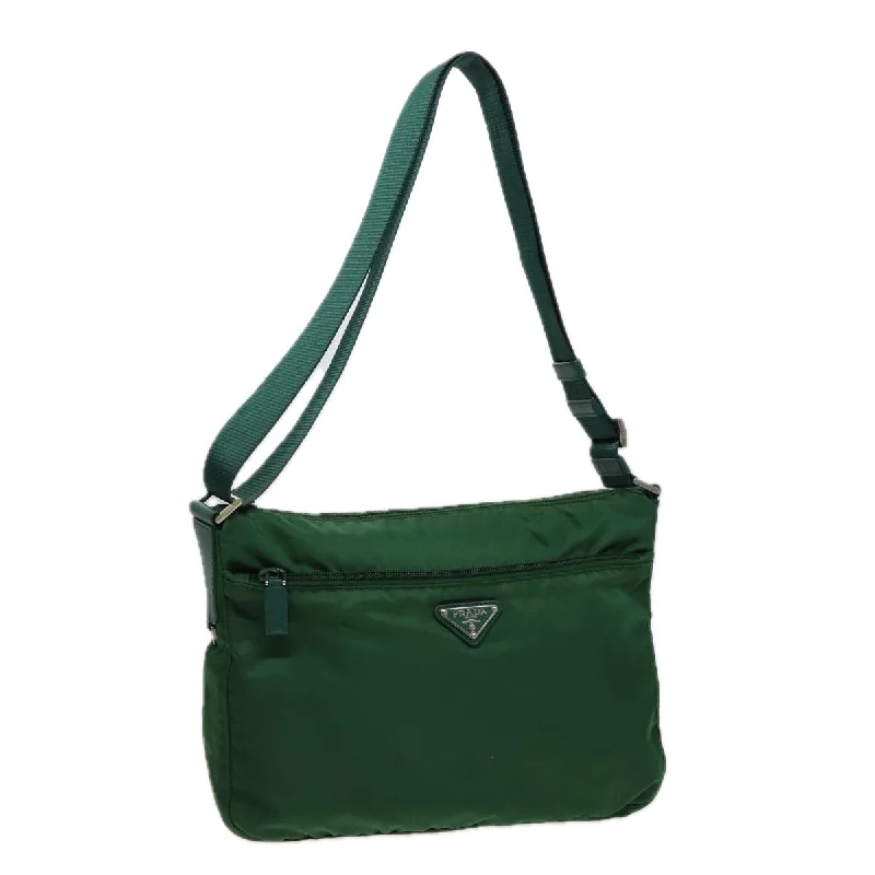 Prada Galleria bags with a structured silhouette for a professional lookPRADA Shoulder Bag Nylon Green Auth ki4573