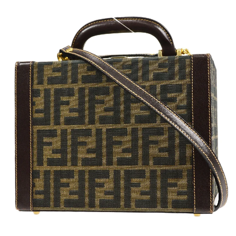 Fendi bags with a detachable sunglass holder for easy access to eyewearFendi Zucca 2way Vanity Handbag Brown