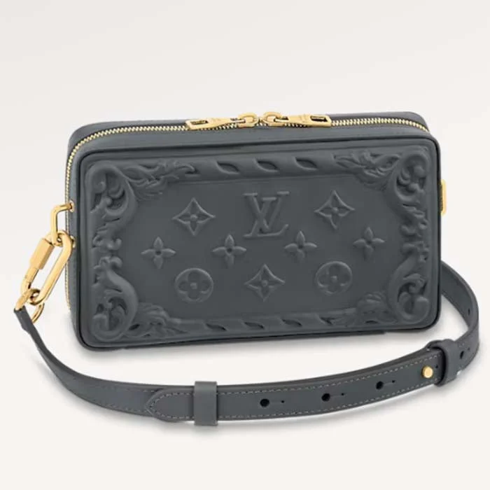 Louis Vuitton Twist bags with a snakeskin - effect panel for a bold lookLouis Vuitton LV Unisex Soft Trunk Wearable Wallet Dark Shadow Gray Calf Leather