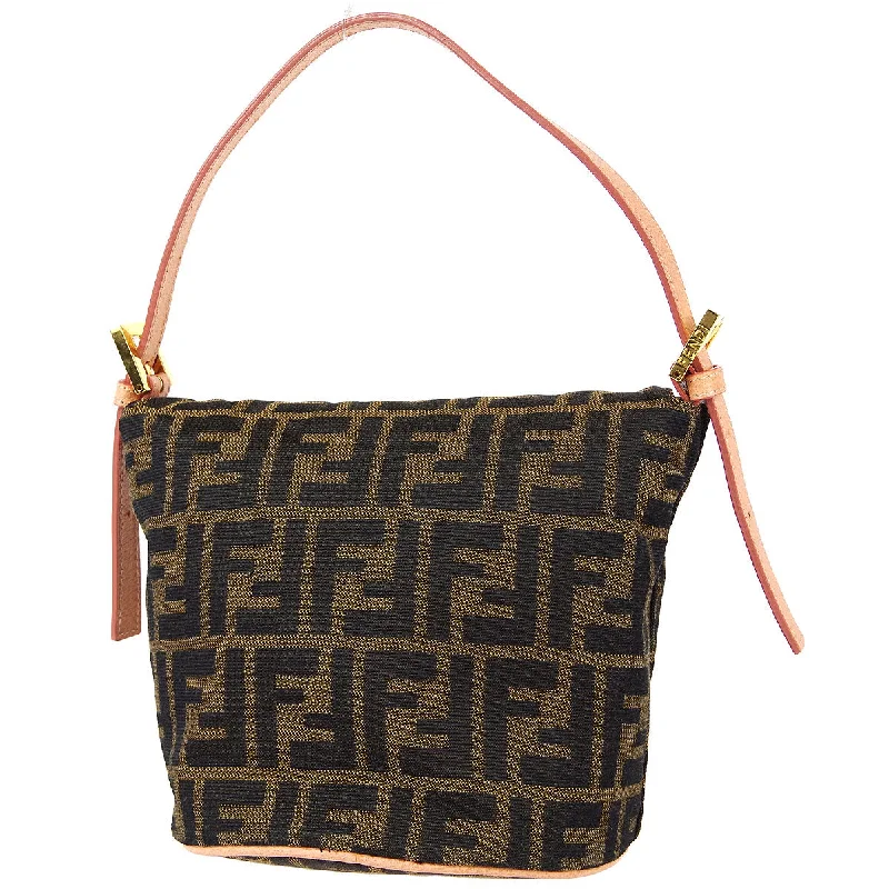 Fendi handbags with a glow - in - the - dark FF logo for a fun and unique featureFendi * Zucca Rhinestone Floral Handbag Brown