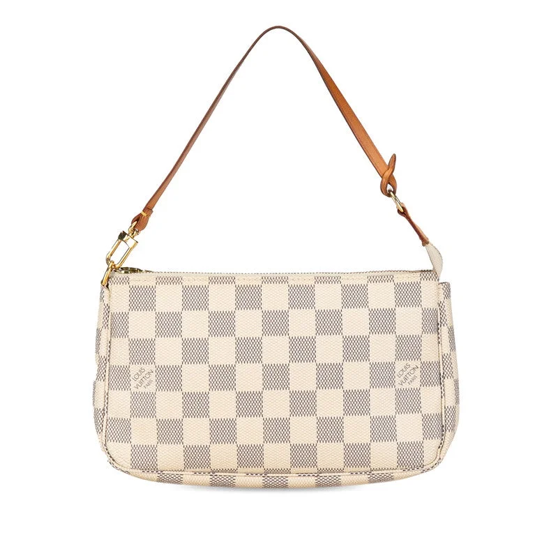 Louis Vuitton bags with a magnetic snap closure for easy accessLouis Vuitton Damier Azur Poschet Accessory Porte N51986 White PVC Leather  Louis Vuitton