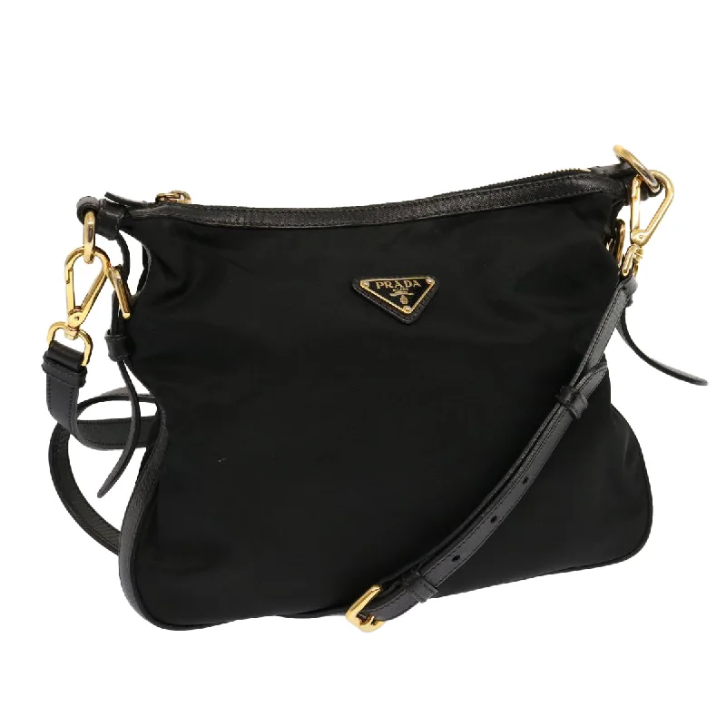 Prada Cahier bags with a leather - wrapped handle for a luxurious feelPRADA Shoulder Bag Nylon Black Auth mr061