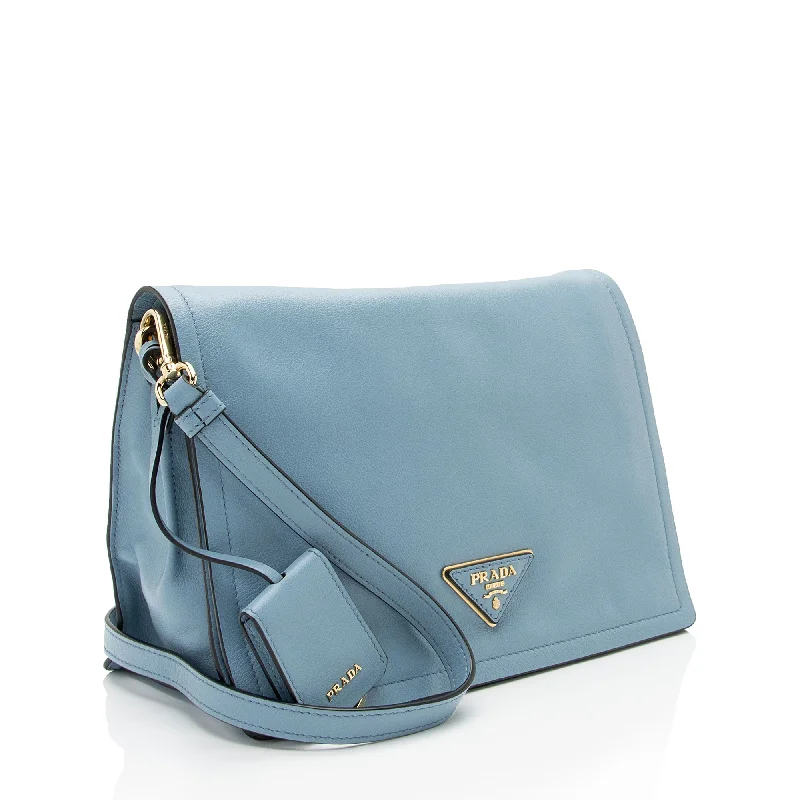 Prada bags with a zippered interior pocket for separating itemsPrada Glace Calf Flap Messenger BZ6lRK