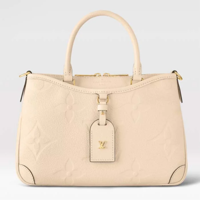 Ladies Louis Vuitton Petite Malle bags with a star - shaped charm for cutenessLouis Vuitton LV Women Trianon PM Bag Cream Embossed Grained Cowhide Leather