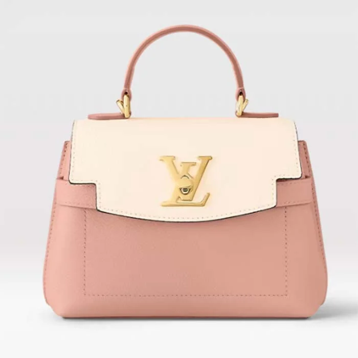 Louis Vuitton Petite Malle bags with a hard - shell structure for uniquenessLouis Vuitton LV Women Lockme Ever Mini Handbag Rose Quartz Trianon Grained Calf Leather