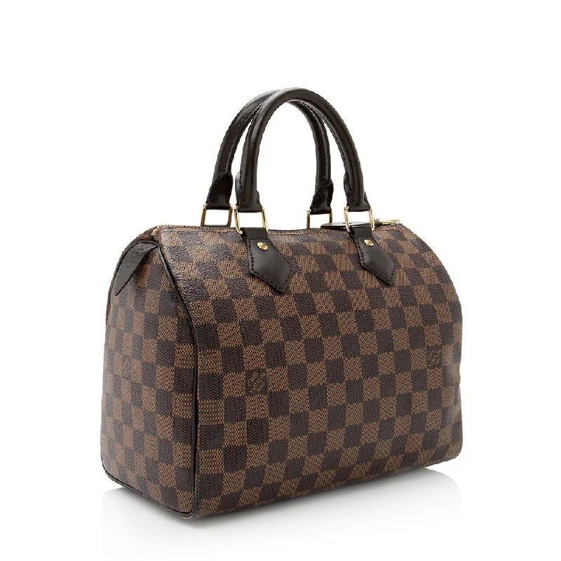 Louis Vuitton handbags with a metal - framed clasp for durabilityLouis Vuitton Damier Ebene Speedy 25 Satchel (21044)