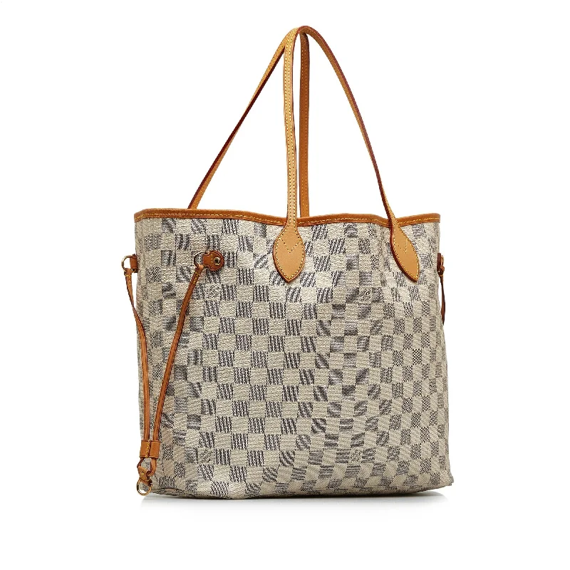 Ladies Louis Vuitton shoulder bags with a single - handle silhouetteLOUIS VUITTON Damier Azur Neverfull MM Tote Bag