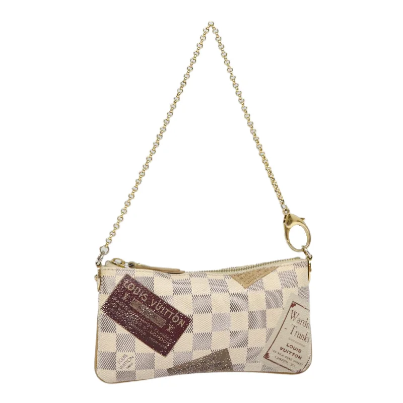 Louis Vuitton bags with a front - zip pocket for small items like keysLOUIS VUITTON Damier Azur Pochette Mira MM Accessory Pouch N63078 LV Auth 85669