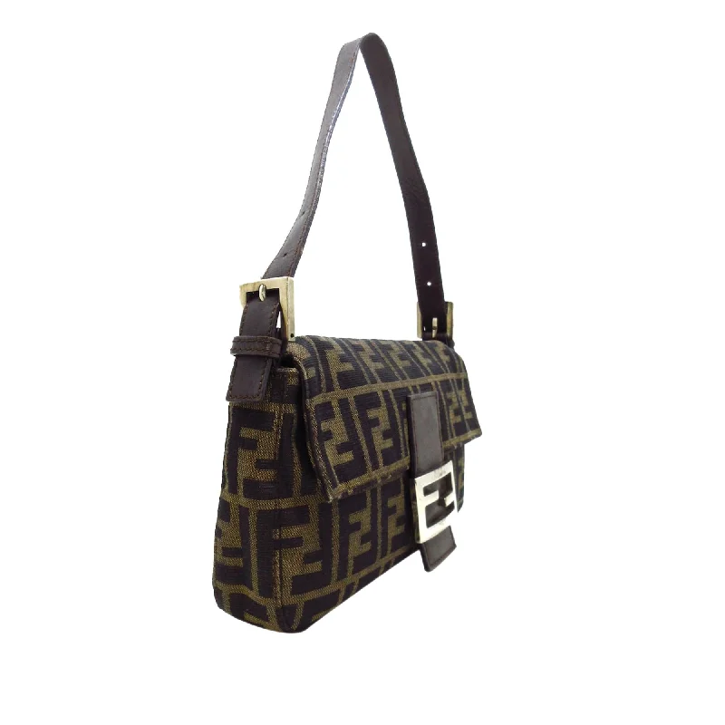 Fendi tote bags with a hand - painted FF pattern for an artisanal and one - of - a - kind touchFendi Zucca Mamma Baguette (SHG-EnT4QK)