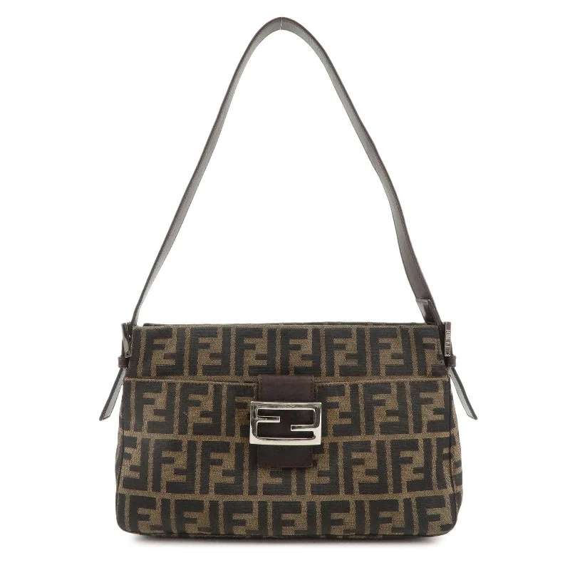 Fendi bags with a Bluetooth - enabled key finder for never losing keys againFENDI Zucca Canvas Leather Shoulder Bag Khaki Brown Black 26566