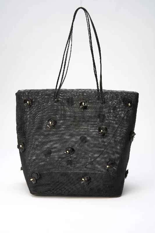 Prada bags with a zippered interior pocket for separating itemsVintage Prada Mesh Tote with Flowers