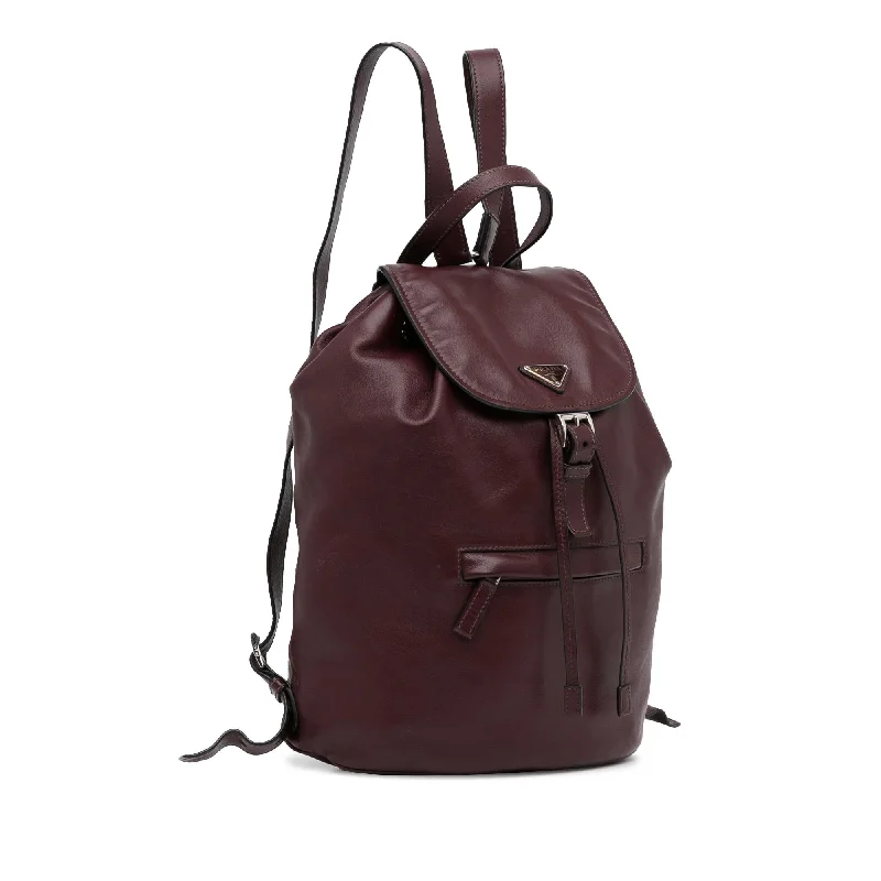 Prada bags with a back - zip pocket for storing valuables securelyPrada Glace Calf Backpack NOhk5H