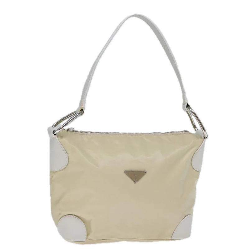 Prada nylon backpacks with a sleek, minimalist appearancePRADA Shoulder Bag Nylon Cream Auth 73203