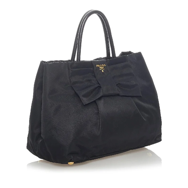 Prada bags with a zip - top closure and multiple interior pockets for organizationPrada Fiocco Bow Tessuto Tote Bag 33148