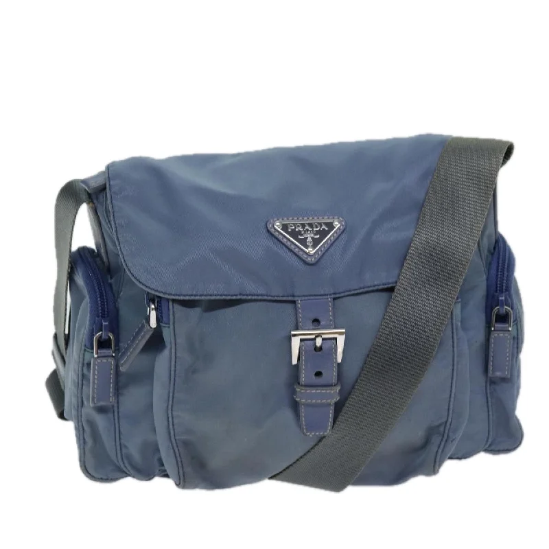 Prada Cahier bags featuring the signature triangular logo plaquePRADA Shoulder Bag Nylon Blue Auth bs13953