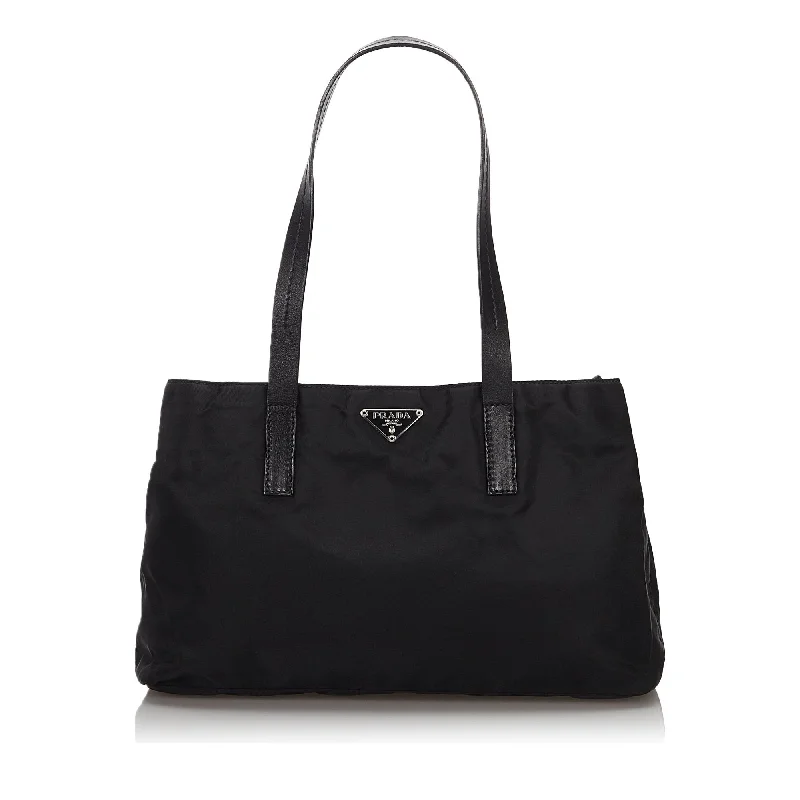 Prada Cahier bags with a leather - wrapped handle for a luxurious feelPrada Black Nylon Fabric Tote Bag Italy