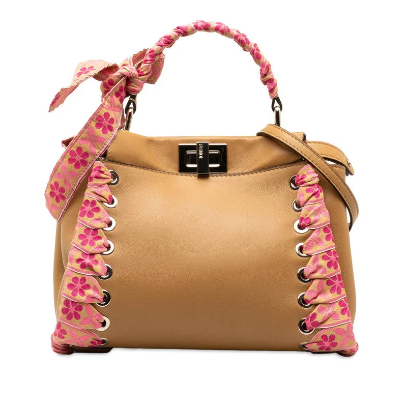 Fendi backpacks with a sleek, modern design and a matte finishFendi Mini Cube Ribbon Handbag Shoulder Bag 2WAY 8BN244 Beige Pink Leather  Fendi