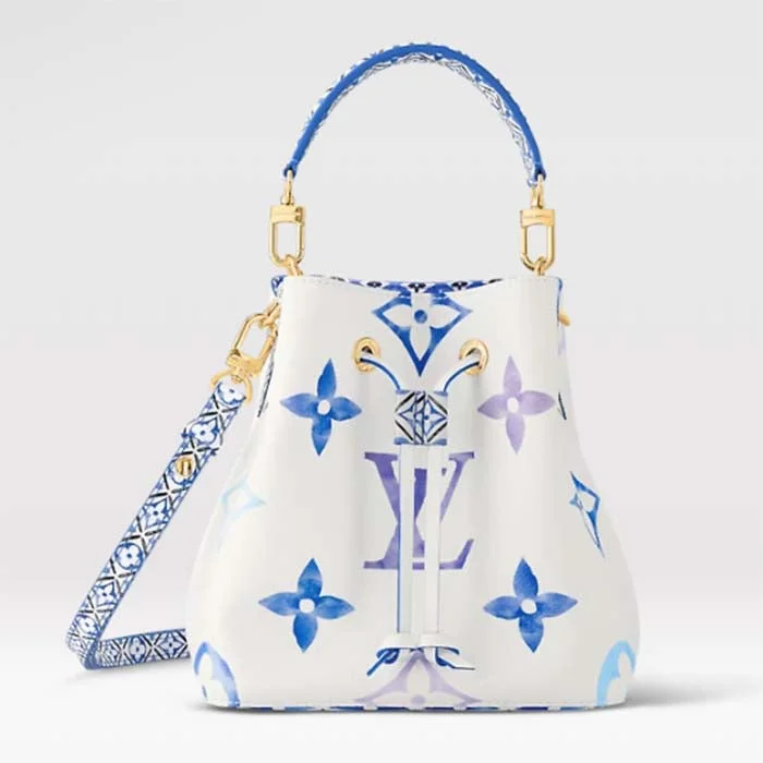 Louis Vuitton bags with a detachable mobile phone holder for convenienceLouis Vuitton Women LV Néonoé BB Blue Monogram Coated Canvas Textile Lining