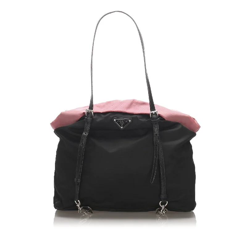 Prada Cahier bags with a leather - wrapped handle for a luxurious feelPrada Black Nylon Fabric Tessuto Tote Bag Italy