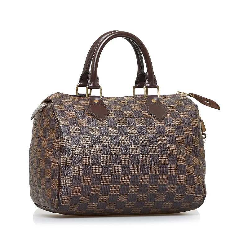 Louis Vuitton handbags with a back - zip pocket for storing valuablesLouis Vuitton Damier Ebene Speedy 25 (ruimQf)