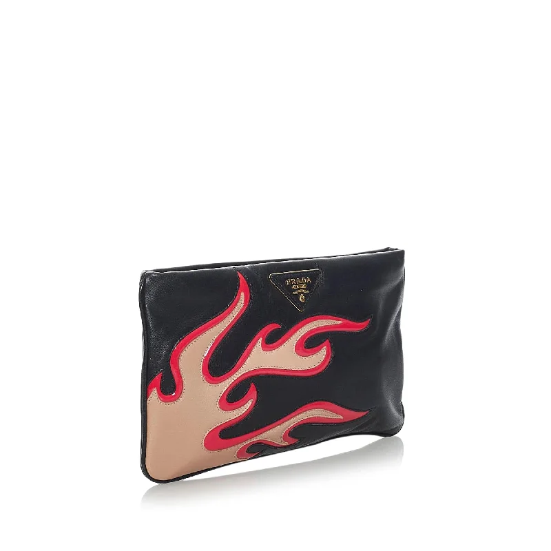 Prada tote bags with a printed Prada logo on the front for brand visibilityPrada Leather Clutch Bag 29402