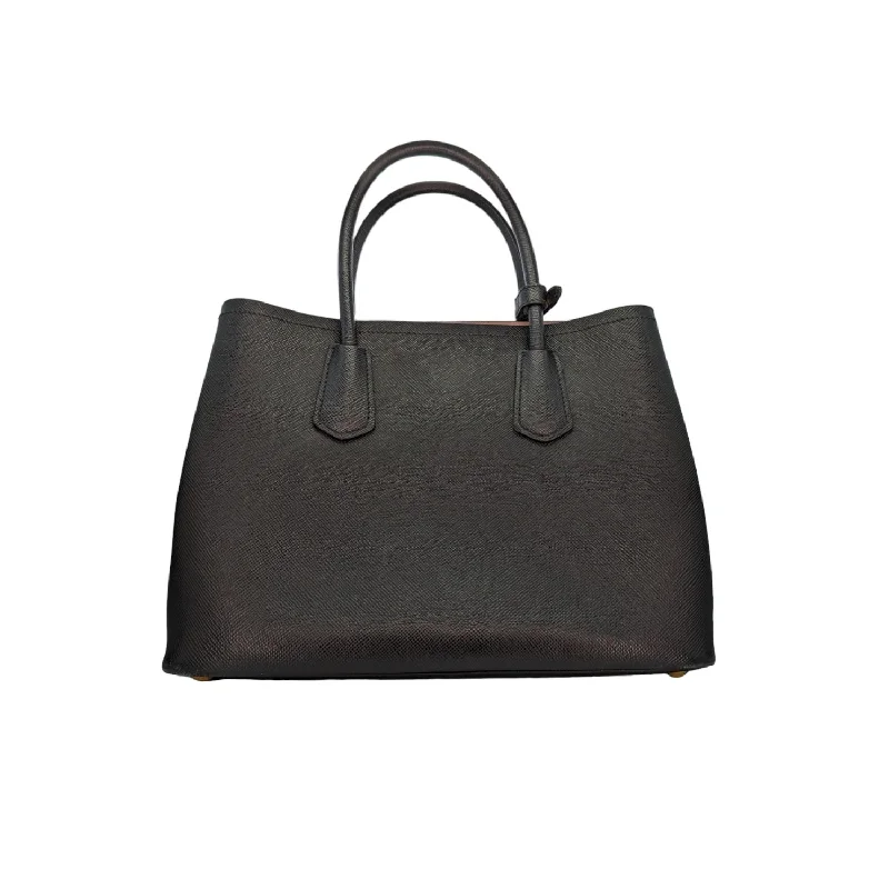 Prada Cleo bags with a contrast - colored interior for visual interestPrada Saffiano Cuir Medium Double Tote 1BG775