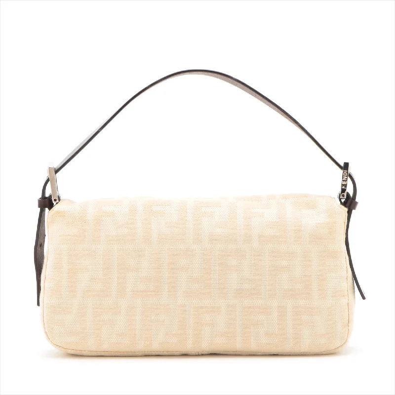 Fendi Baguette bags in a limited - edition colorway for a rare and exclusive lookFendi Zucca Mamma Bucket Canvas  Leather One-Shoulder Bag Beige × Brown Fence