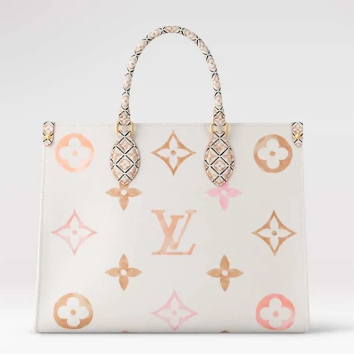 Louis Vuitton bags with a zippered interior pocket for better organizationLouis Vuitton Women OnTheGo MM Tote Beige Monogram Coated Canvas Textile Lining