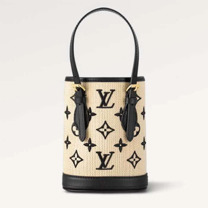 Louis Vuitton Neverfull bags with large capacity for everyday essentialsLouis Vuitton LV Unisex Nano Bucket Black Lotus Cotton Cowhide Leather