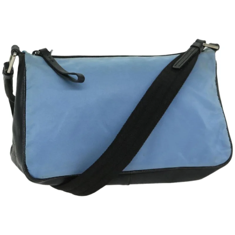 Prada bags with a zippered interior pocket for separating itemsPRADA Shoulder Bag Nylon Light Blue Auth 67213