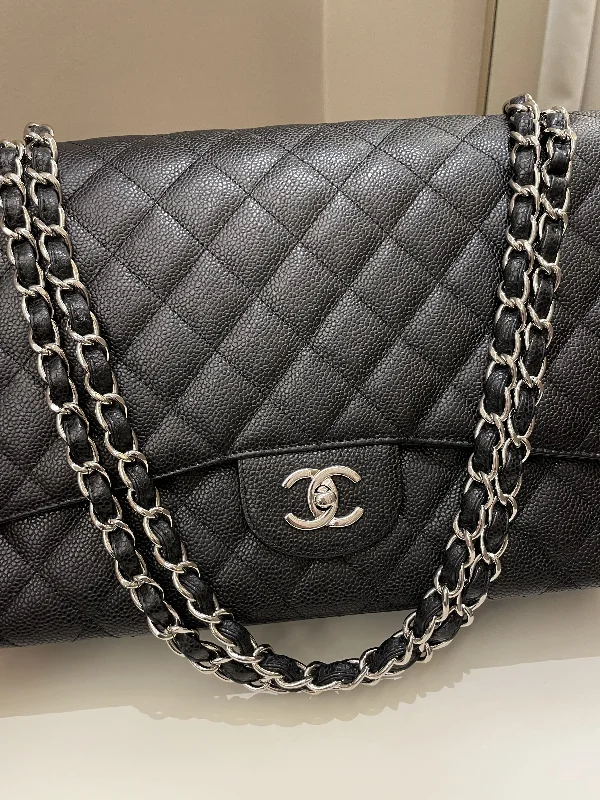 Chanel bags for a polished and professional appearanceChanel Classic Quilted Maxi Single Flap Black Caviar