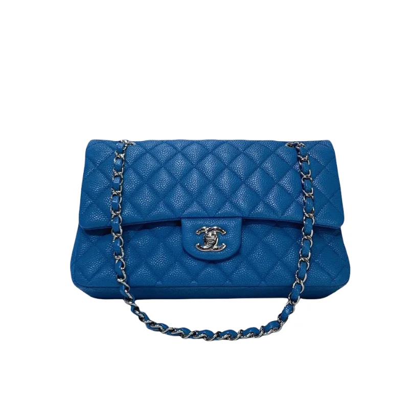 Chanel bags perfect for everyday elegClassic Double Flap Matte Caviar Medium Blue SHW