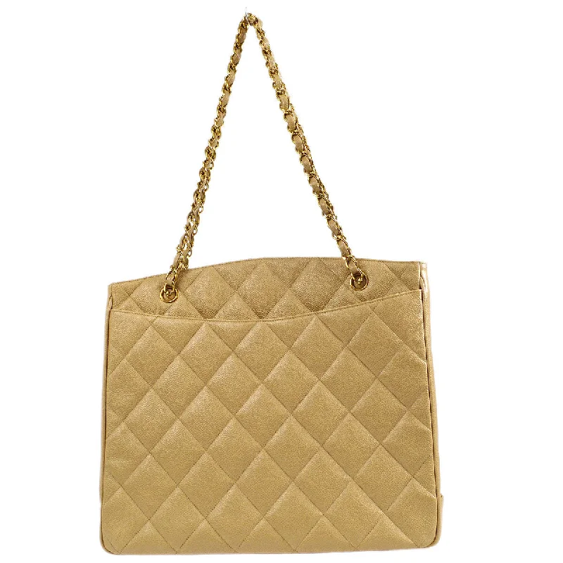 Chanel bags for women who appreciate fine craftsmanshipCHANEL 1994-1996 Pocket Chain Tote Beige Caviar 26469