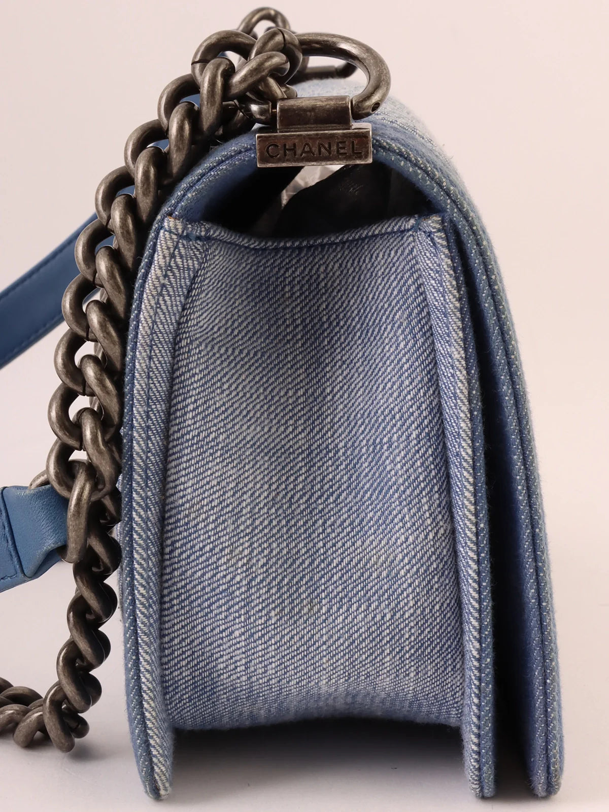 Chanel Handbag with Adjustable Strap for ComfortCHANEL Around 2014 Made Boy  Chain Shoulder Bag Blue