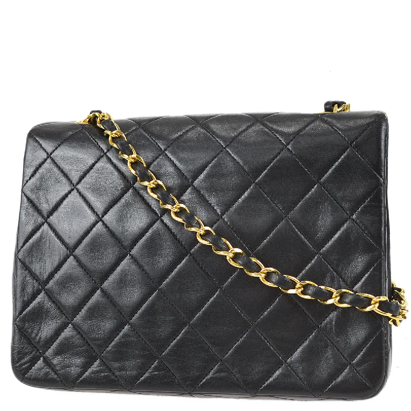 Chanel classicChanel 1989-1991 Black Lambskin Classic Square Flap Bag 20