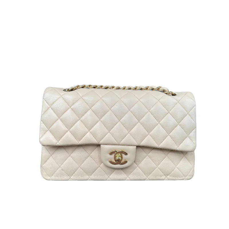 Chanel bags with adjustable chain strapsClassic Lambskin Double Flap Medium Beige GHW