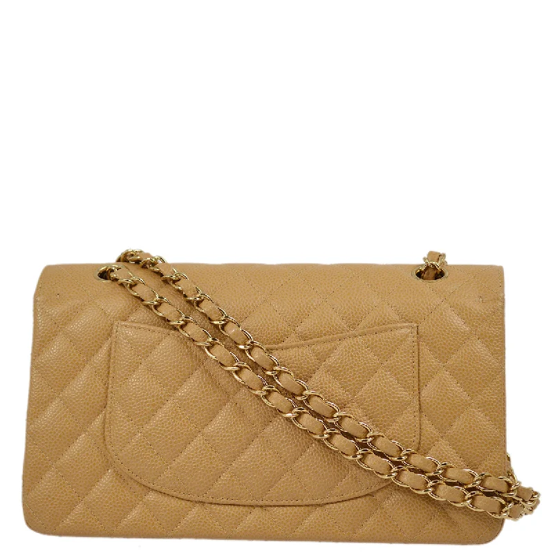 Chanel bags for a polished and professional appearanceChanel Beige Caviar Medium Classic Double Flap Shoulder Bag