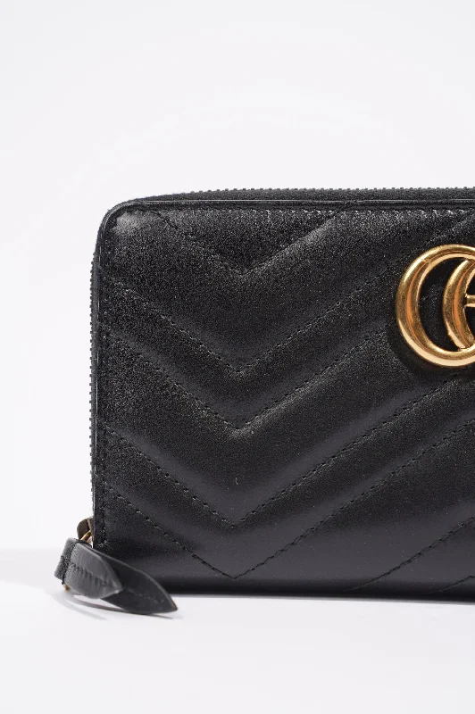 Gucci handbags for women with a back - zip pocketGucci Womens Marmont Zip Around Wallet Black / Gold