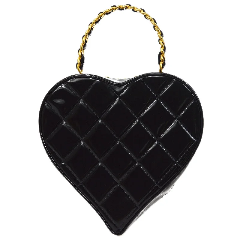 Chanel bags with the perfect balance of luxury and functionalityCHANEL 1995 Heart Vanity Handbag Black Patent Leather 54424